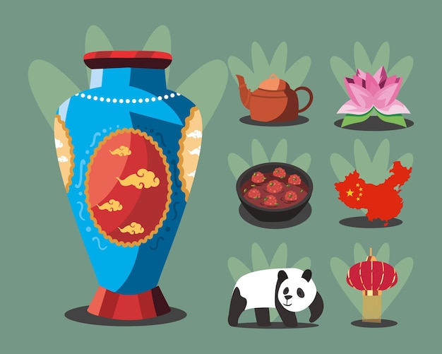 Vector seven chinese icons