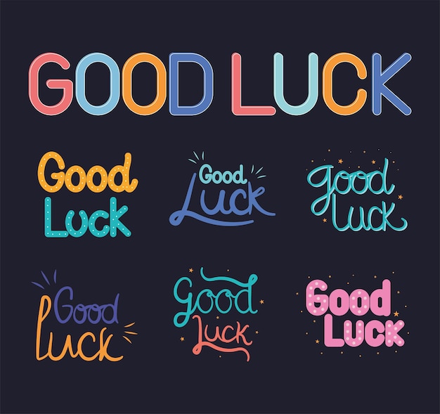 Vector seven good luck phrases