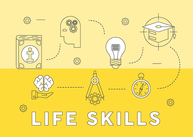 Vector seven life skills icons