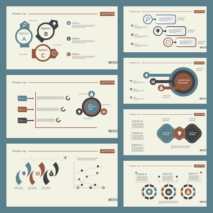 Vector seven management slide templates set amp infographic elements design