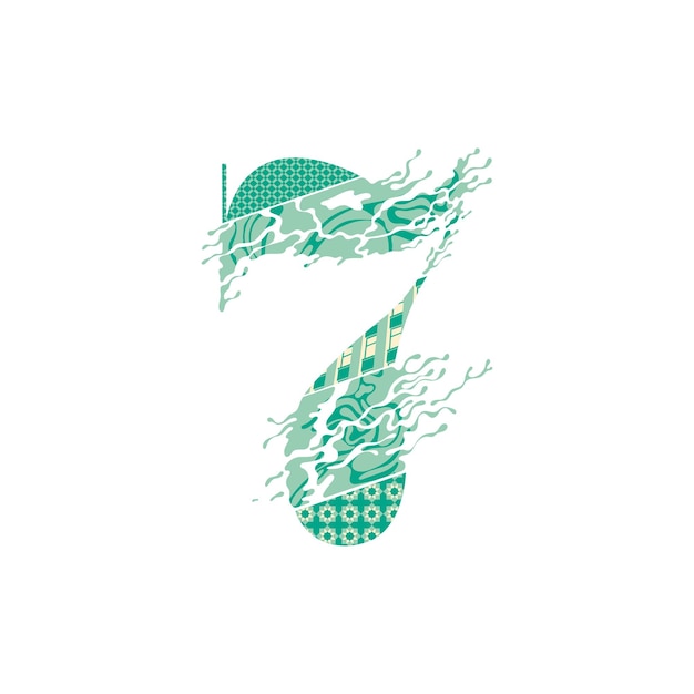 Seven number with building illustrationGeometric texture design Splash design and watercolor