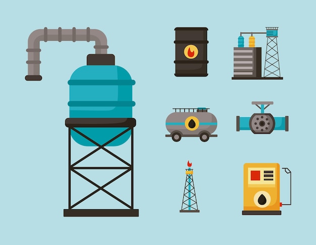 Seven oil industry set icons