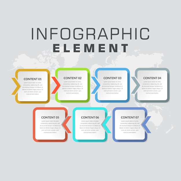 Processo aziendale astratto dell'elemento di infographic di sette punti