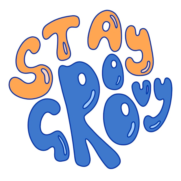 Seventies retro stay groovy slogan in circle print for tshirt and sticker vector illustration