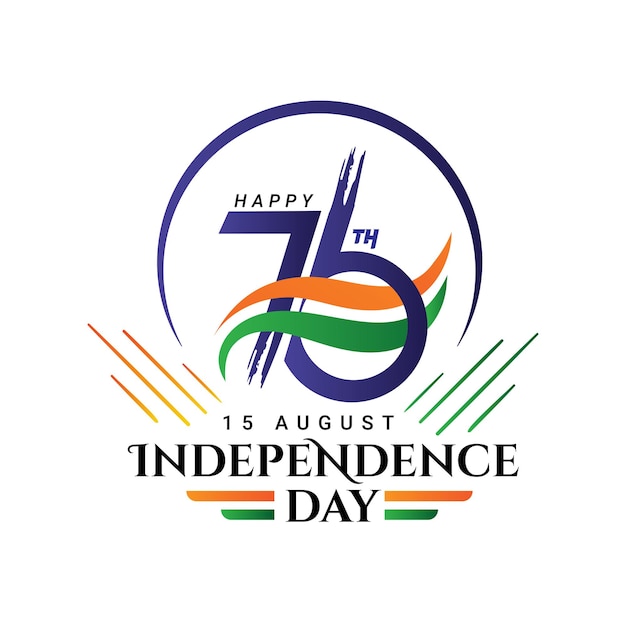 Settantasei 76 anni di logo del design di saluto del giorno dell'indipendenza indiana