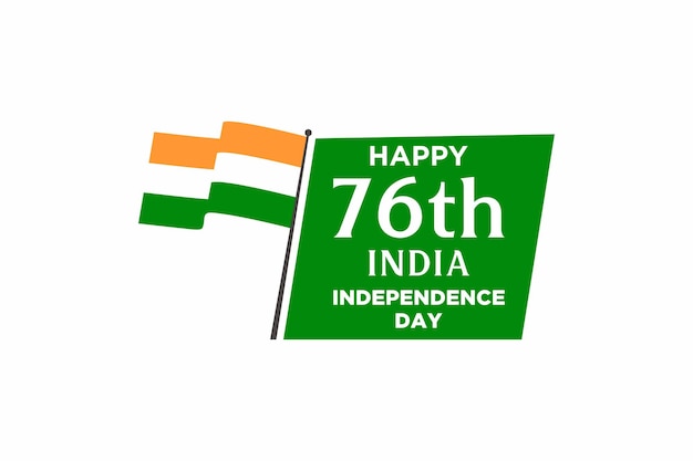 Seventy six 76 years of indian independence day greeting design logo