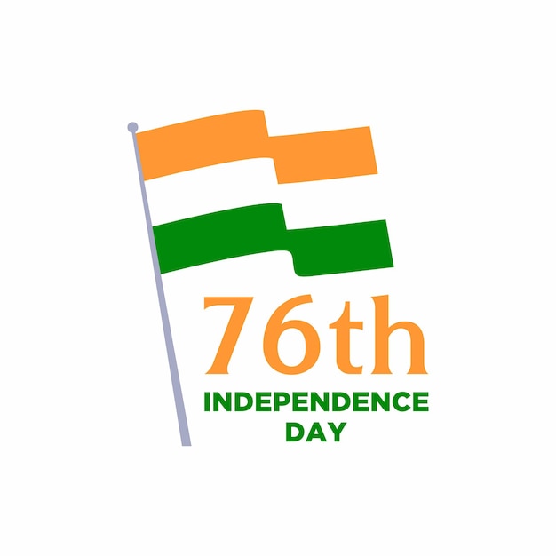 Seventy six 76 years of indian independence day greeting design logo