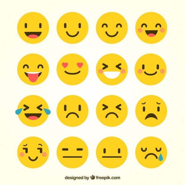 Vector several emoticons in flat style