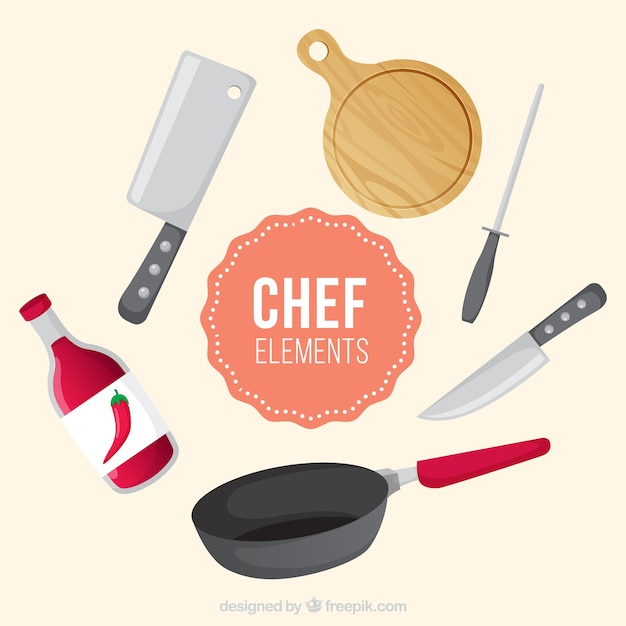 Vector several flat chef items