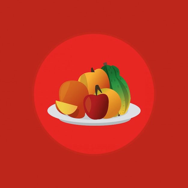 Immagine di emblema di icona di frutta diversi