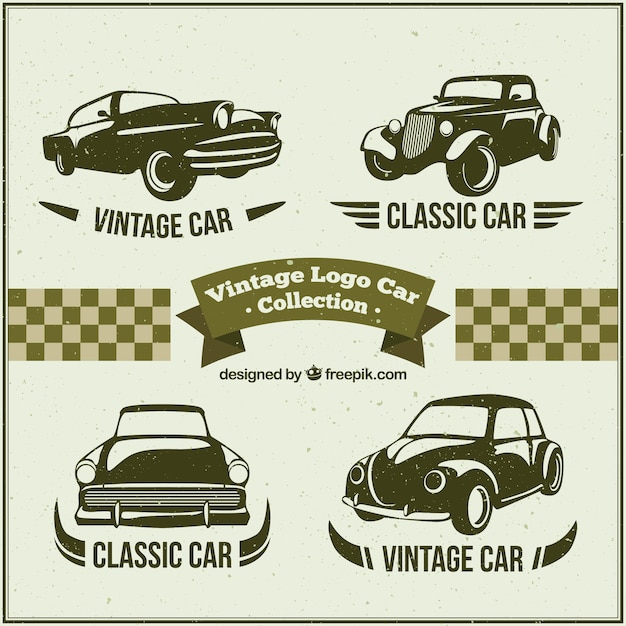 Vector several logos with classic cars