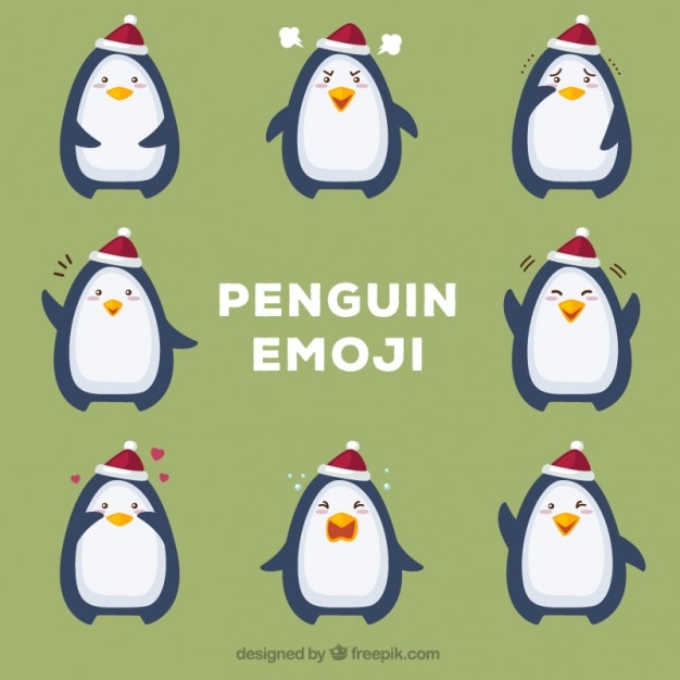 Vector several penguin emoticons