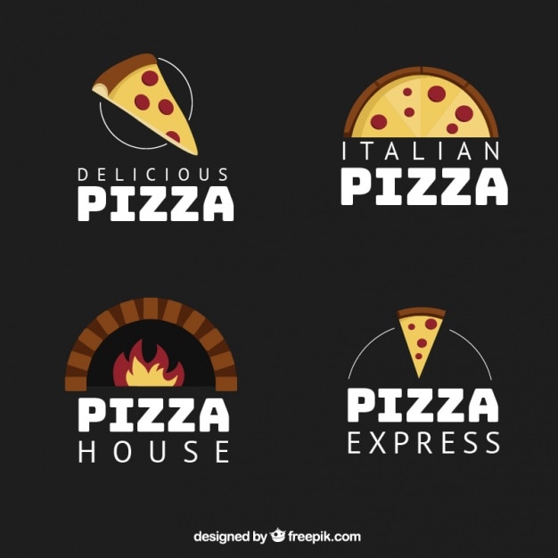 Several pizzeria logos