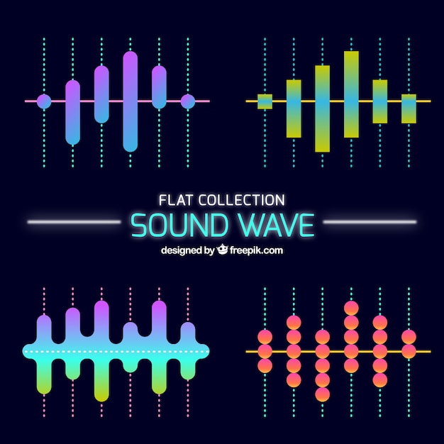 ベクトル フラットデザインのいくつかの音波