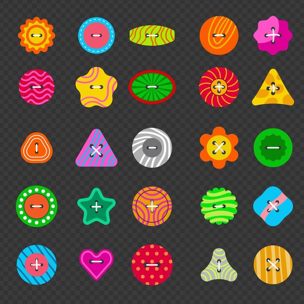 Sew buttons Clothes plastics items for fashioned clothes tailor buttons recent vector stylised illustrations