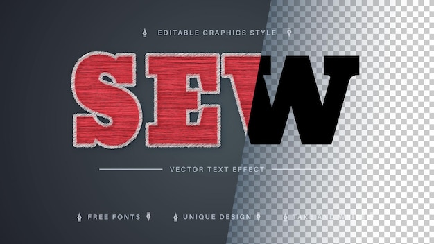 Sew edit text effect editable font style