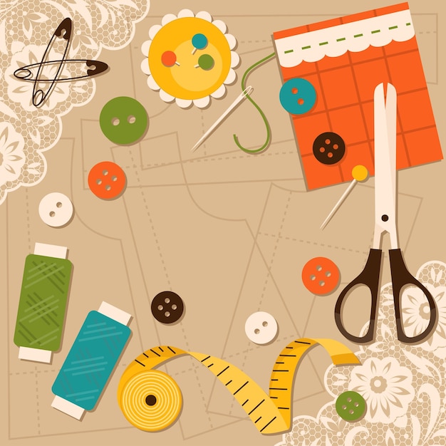 Vector sewing accessories vector illustration