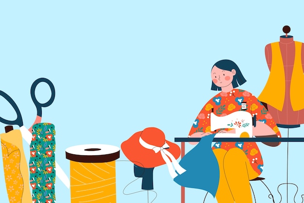 Sewing background in flat design