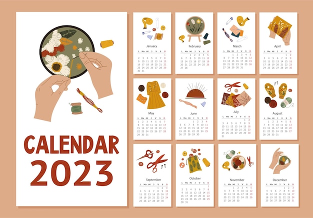 Concetto di calendario per cucire