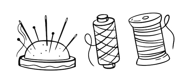 Cucito e taglio scarabocchi fatti a mano con ricamo illustrazione vettoriale