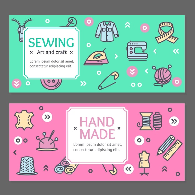 Vector sewing flyer banner posters card set vector