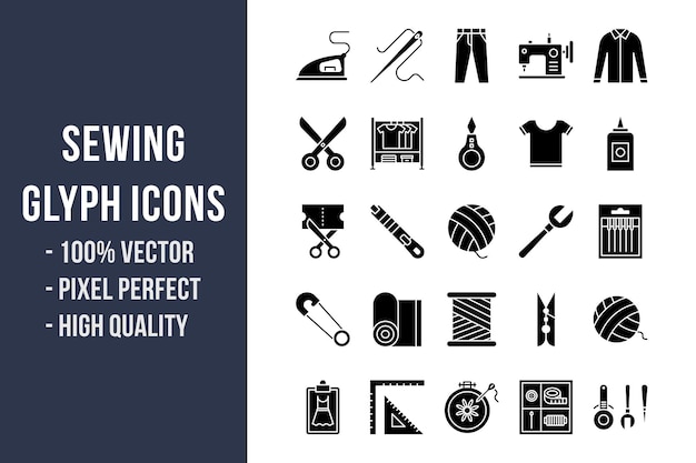 Vector sewing glyph icons