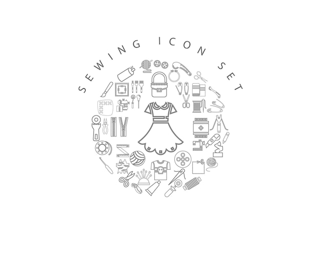 Vector sewing icon set design