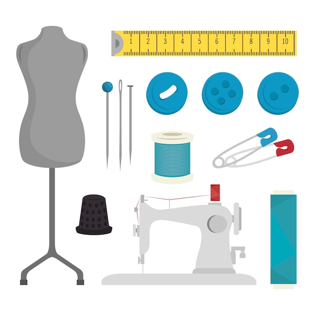 Vector sewing kit isolated icon design