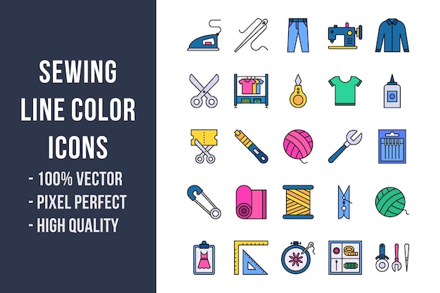 Sewing Line Color Icons