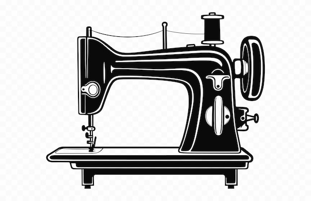 Sewing machine black silhouette vector art