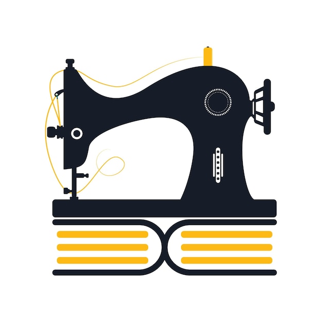 Sewing machine book silhouette Stitching info logo concept design