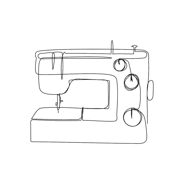 Sewing machine continuous line drawing One line art of home appliance sewing atelier