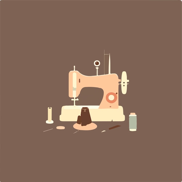 Vector sewing machine pink color, isolated background