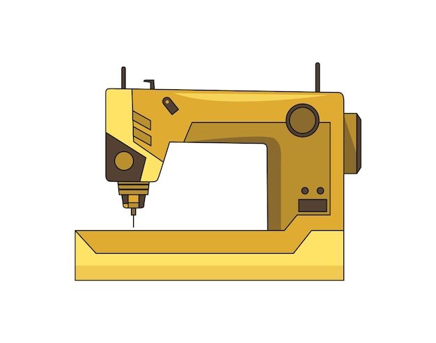 Sewing machine Retro design form of tool for sewing Colorful equipment of dressmaker Vector illustration in flat style