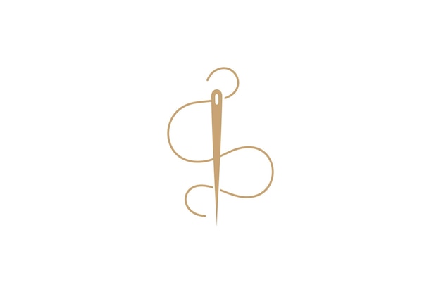 Логотип швейной иглы с нитью в простом стиле дизайна