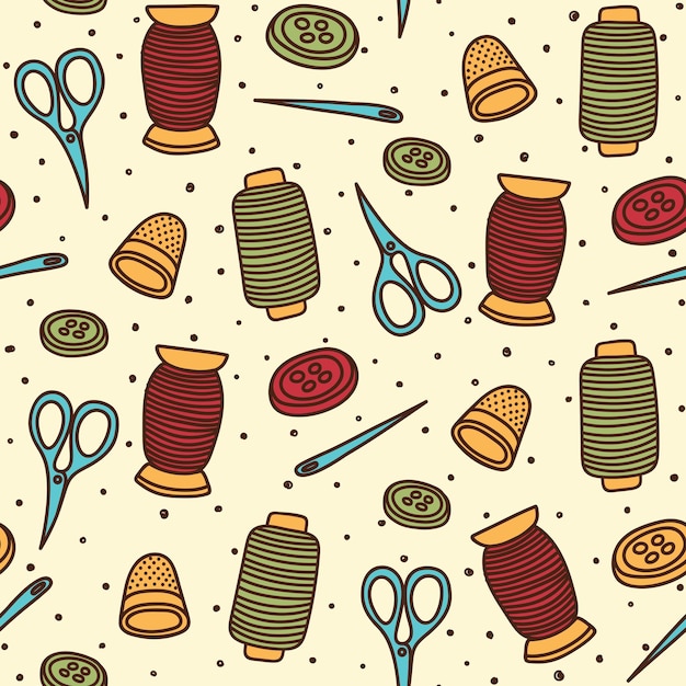 Sewing themed seamless pattern design