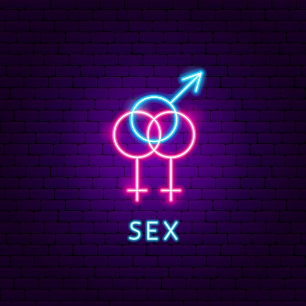 Vector sex bisexual neon label