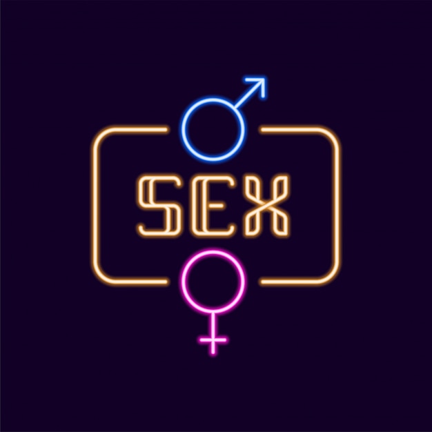 Vector sex neon sign with gender icon