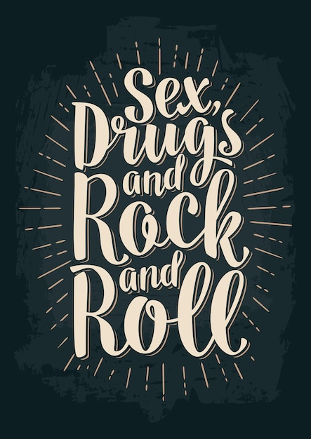 Vector sex and rock and roll lettering with rays