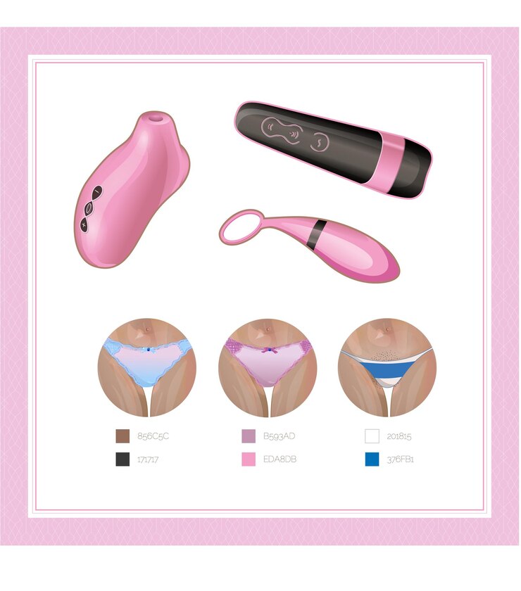 Vector sex toy set with women in panties