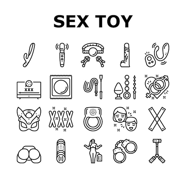 Vector sex toy and sexy accessories icons set vector