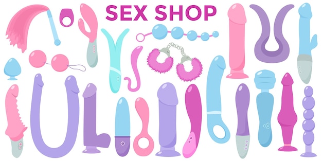 Sex toys flat illustration design isolated