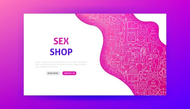 Sex toys landing page. vector illustration of web banner.