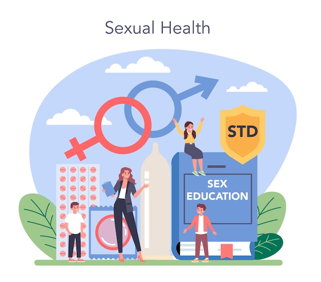 Vettore illustrazione di concetto di educazione sessuale