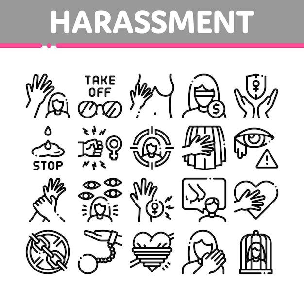 Vector sexual harassment collection icons set vector