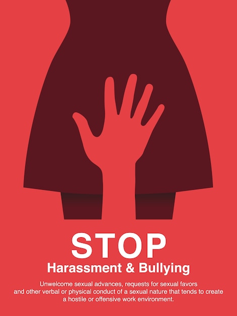 Sexual harassment and workplace bullying concept poster.