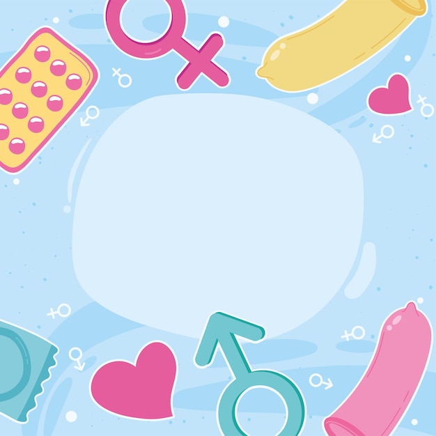 Sexual health icons around