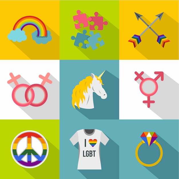 sexual orientation icon set, flat style