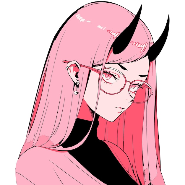 Sexy anime devil girl vector art and illustration