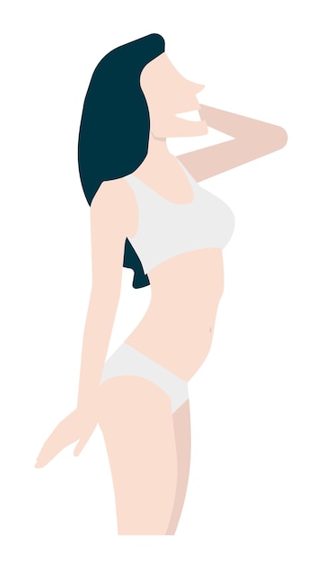 Vector sexy beautiful black hair woman wearing underwear clothes flat style vector illustration